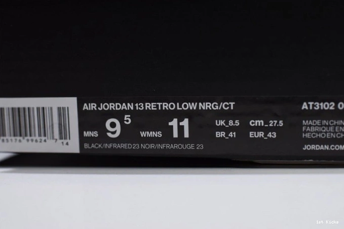 13 Black Low Air Jordan Clot x AT3102-006 Infrared 0817